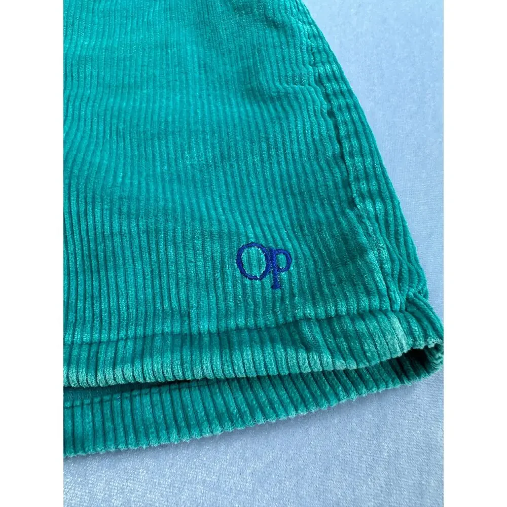 Vintage 80s Ocean Pacific OP Corduroy Shorts Teal Green Size 34 Mens Retro